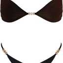 VOLAFA Women's Triangle Bikini Set Tie Solid Sexy Thong Cheeky Two Piece Swimsuit Bathing Suit (4, Black) XL