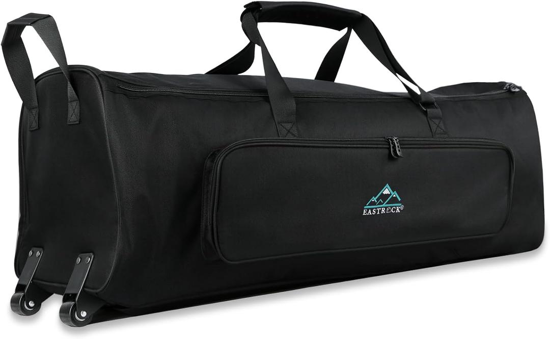 EASTROCK Drum Hardware Bag with Wheels, Heavy-Duty Rolling Drum Hardware Case for Percussion Stands, Cymbal Stands, Pedals & Drum Accessories, Large Capacity Wheeled Drum Carry Bag (black2)