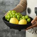 Decorative Fruit Bowl Ceramic Large Fruit Bowl for Kitchen Counter Table Decor, Key Bowl Bread Candy Snacks Organizer Modern Farmhouse Centerpieces Home Dcor (Black)