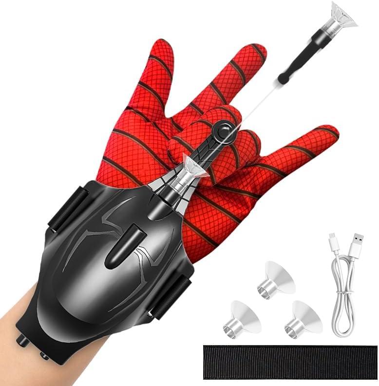 Spider Web Shooters - Spider Web Launcher String Shooters, Webshooter Wrist Launcher Toys with Gloves, Rechargeable Superhero Role-Play Spider-Silk Toys for Kids