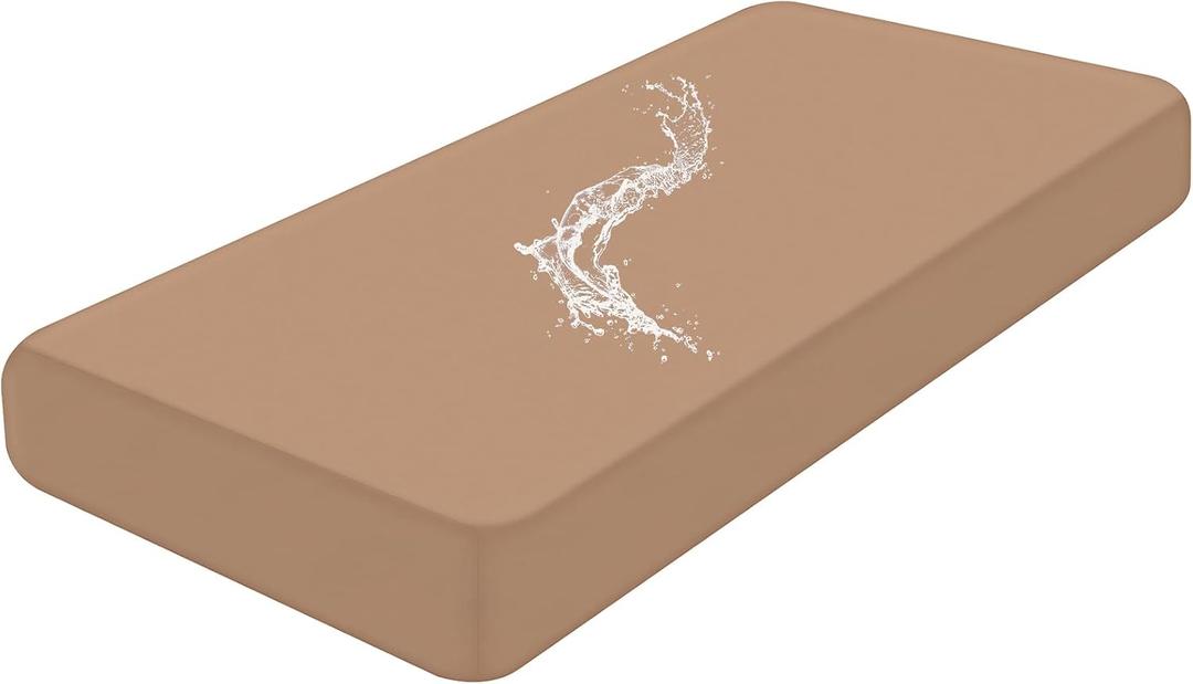 Smiry Waterproof Couch Cushion Covers, Stretch Washable Sofa Cushion Cover, Soft Sofa Slipcover Elastic Non-Slip Furniture Protector for Pets, Kid (Large, Camel)