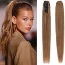 Rich Choices Claw Clip Ponytail Extension Human Hair Real Hair Ponytail Extension Balayage Light Brown 16 Inch 105g One Piece Clip In Long Ponytail Hair Extensions Straight For Women #6