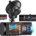 Dual Dash Cam Front and Inside with 64GB Card,Milerong X25 1080P Dash Camera for Cars with Infrared Night Vision,Loop Recording,G-Sensor,24H Park Monitor,Inside Car Camera for Uber/Lyft/Taxi Driver
