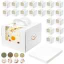 20 Pack Cake Boxes with Boards, 7.8 x 7.8 x 6 Inch Bakery Boxes with Clear Window, Stickers, Disposable Tall Square Cake Container for Cake, Donut, Pie, Cookies, Wedding, Birthday Party