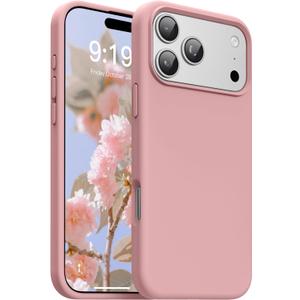 OuXul Designed for iPhone 17 Pro Max Case,Shockproof Liquid Silicone Protective Phone Case with Soft Anti-Scratch Microfiber Lining, Ultra Slim Drop Protection Phone Cover 6.9 inch (Pink Sand)