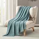 BOURINA Faux Cashmere Fringe Throw Blanket Decorative Lightweight Throw Soft Cozy for Bed or Sofa Outdoor Blanket, 50x70 Inches Teal