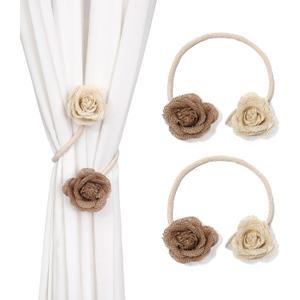 SUQ I OME Curtain Ropes Tiebacks, 2 Pack Boho Farmhouse Curtain Holdbacks for Thin Window Draperies (Large)