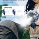 Misting Stroller Fan, 6000mAh Battery Operated Portable Fan with Light & 360 Pivoting, Personal Cooling Fans with Flexible Tripod for Baby, Office, Travel,Treadmill,Outdoors (Dark Blue)