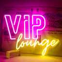 VIP Lounge Neon Signs for Wall Decor, VIP Neon Lights Signs for Room Decor, Led Light Up Sign with USB Powered for Bar, Hotel, Cafe, VIP Room, Home Decoration (Pink& yellow)