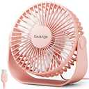Gaiatop USB Desk Fan, 3 Speeds Strong Airflow, 5.5 Inch Portable 90° Rotate Quiet Cooling, Small Personal Table Fans for Bedroom Home Office Travel Pink