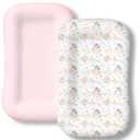 Baby Lounger Cover 2 Pack - Silky Soft Bamboo Viscose Infant Lounger Cover, Breathable & Moisture-Wicking Newborn Lounger Slipcover for Baby Boys Girls, Fits Azopesy& Most Loungers, Pink