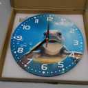 DEMACYA Sea Turtle Wall Clock - Vintage Wooden, Silent Non-Ticking, Battery Operated, Arabic Numerals, Decorative for Kitchen, Office, Classroom - 10 Inch