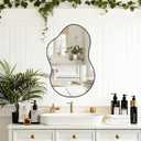 32"x20" Frameless Asymmetrical Irregular Bathroom Mirror, Wavy Vanity Wall Mirror for Modern Bathroom, Bedroom, Entryway, Living Room Decor