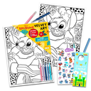 4pcs Disney Lilo and Stitch Velvet Coloring Poster for Kids - Bundle with Stitch Velvet Art Coloring Page Plus Markers, Stickers, More | Stitch Fuzzy Velvet Coloring Sheet