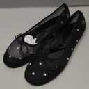 Mesh Ballet Flats for Women, Crystal Rhinestone Mary Jane Shoes, Comfortable Round Toe Ballerina Flats with Stretch Strap, Trendy Size 10