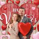 INRUI Happy Valentine's Day Photography Backdrop Rustic Wood Red Love Heart Valentine's Day Theme Bridal Baby Shower Party Decorations Banner (7x5FT)