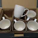 MIAMIO - Coffee Mugs set of 5 Cups - 5 x 14 Oz Ceramic Mugs - Large Coffee Mugs - Microwave & Dishwasher safe - Palmanova Collection (White)