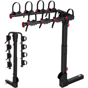 Bike Rack for Car, Bike Rack Hitch Mount with 2'' Hitch Receiver, Bike Racks for SUV Truck Minivans with Dual Lock, 165 LBS Capacity for 2/3/4 Bikes, Tiltable & Foldable, Easy Assembly, Black