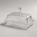 Clear Glass Butter Dish with Lid, Covered Crystal Butter Stick Holder Tray, Glass Butter Storage Container for Fridge Countertop