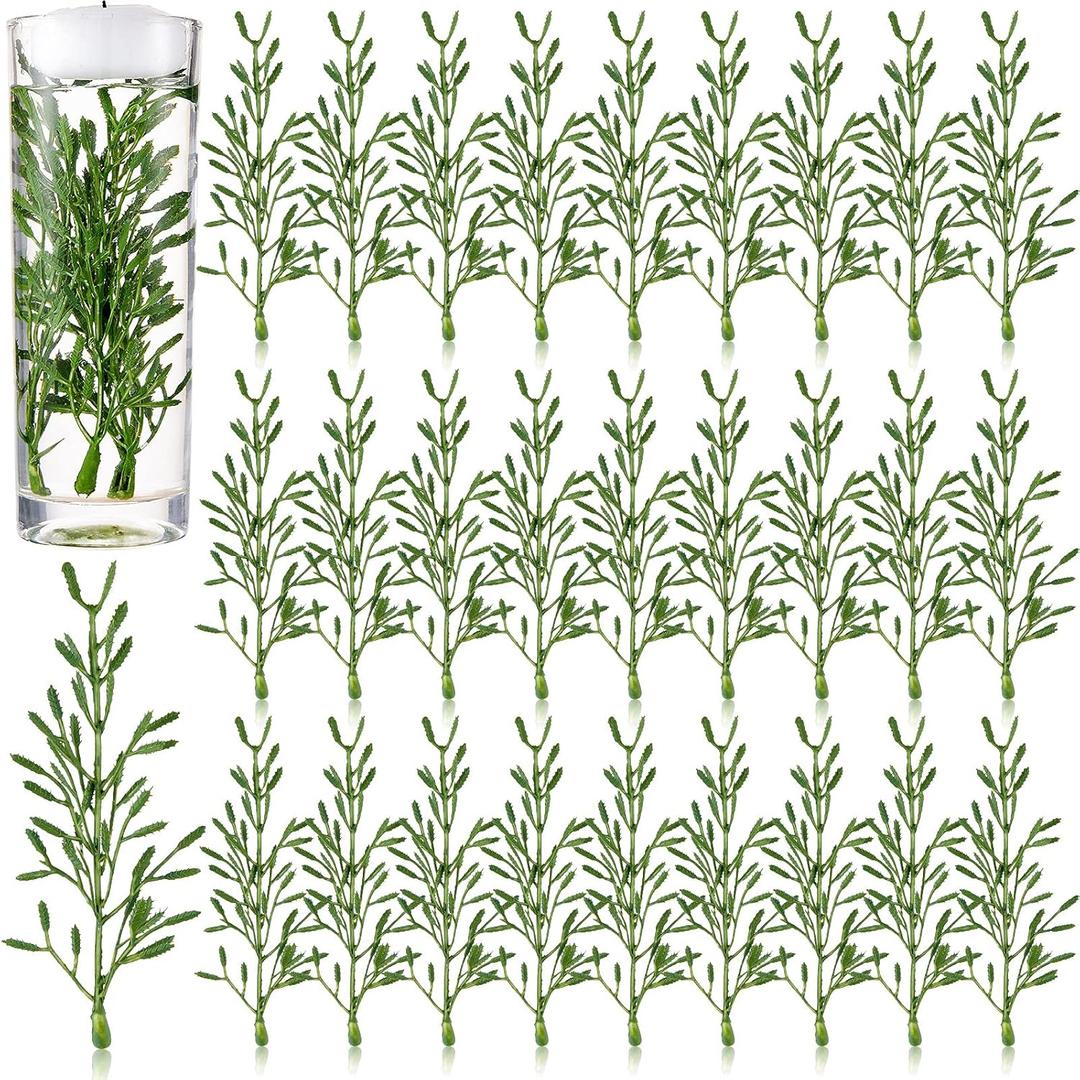 80 Pieces Faux Flowers for Floating Candles Centerpiece Vase Filler Filling in Floating Candles Mini Flower Filler for Wedding Dinning Table Party Home Bar Restaurant Decoration, 6 Inch (Green)