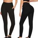 FULLSOFT 2 Pack Fleece Lined Leggings with Pockets for Women High Waisted Thermal Winter Yoga Pants for Workout Running S/M