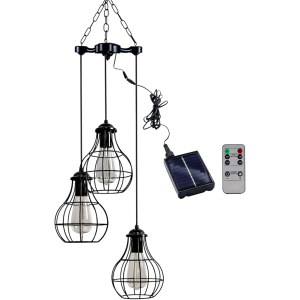 AYTPU Solar Powered Led Chandelier Lights Outdoor Waterproof Hanging, Solar Light for Shed Interior, Gazebo, Home, Garden, Backyard, Pergola, Tree, Canopy, Window Decor (3Pcs LED Bulb)