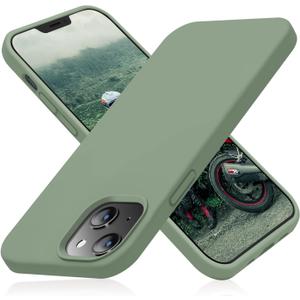 JELE Shockproof Designed for iPhone 13 Case, Liquid Silicone Phone Case with [Soft Anti-Scratch Microfiber Lining] Military Grade Drop Protection Slim Thin Cover, 6.1 inch, Calke Green