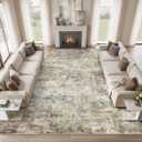 WITSHOCK 12x15 Area Rugs for Living Room Washable Abstract Rug Rust Color