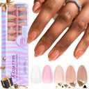 BTArtbox Short Almond Press on Nails - 5 Colors XCOATTIPS Pre-colored Soft Gel Nail Tips, 640pcs Full Cover Natural Fake Nails Extensions for Easy DIY Nail Art