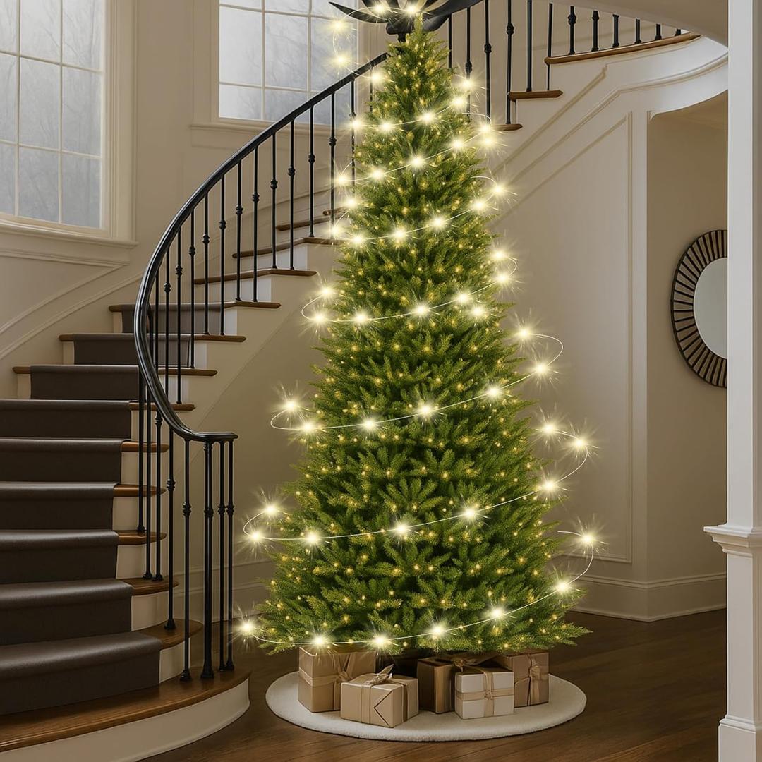 Tuanse Christmas Lights 33ft 100 LED Warm String Fairy Twinkle Lights with Flexible Iron Wire for Indoor Outdoor Christmas Tree Decor DIY Crafts