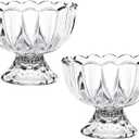 Beautyflier Glass Dessert Bowls Set, 5.6oz Glass Ice Cream Cups Small Trifle Cute Footed Sundae Glasses Dessert Bowl for Dessert, Sundae, Ice Cream, Fruit, Salad, Snack, Cocktail, Condiment, 2Pack
