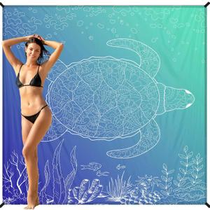 BYDOLL Beach Blanket 78''X81'' 4-7 Adults Oversized Lightweight Waterproof Sandproof Blanket for Beach Large Picnic Mat Travel Camping (Sea Turtle)