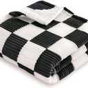 HOMRITAR Black and White Baby Blanket for Boys Ultra Soft Warm Lightweight Toddler Blanket with High Contrast Checkered, 3D Double Layer Fleece for Newborn Visual Touch Sensory 30x40 Inch