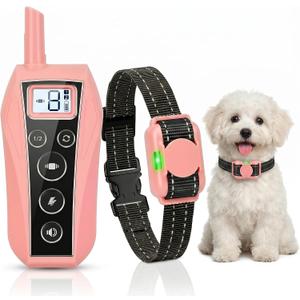 Mini Small Shock Collar for Small Dogs 5-30lbs, Ultra-Light & Thin 2000FT Dog Training Collar with Beep & Vibration & Safe Gentle Shock，IPX7 Waterproof,Pink