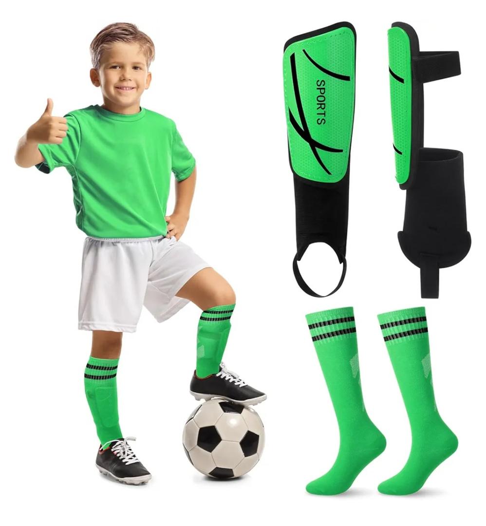 Soccer Shin Guards and Socks Kids Youth Lightweight Soccers Pads Defender with Ankle Protection Ski Shin Guards Football Equipment for Age 4-14 Toddler Boy Girl