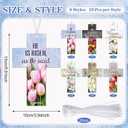 Feifeiya 60 Pcs Easter He is Risen Bookmarks Christian Cross Bookmarks Religious Floral Bookmarks for Bible Page Marks Bookmark Giveaways Sunday School Reading Rewards Easter Church Supplies