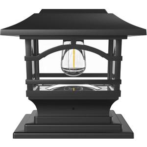 Davinci Lighting Edison Solar Outdoor Post Cap Lights - 4x4 5x5 6x6 - Bright LED Light for Fence Deck Garden or Patio Posts - Slate Black (1 Pack)