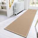 10ft Natural Jute Hallway Runner Rug Non Slip Washable, Rubber Backed Long Khaki Indoor Entryway Runner, Absorbent Kitchen Carpet Sink Rug, Khaki  2'4" x 10' (Rectangular)