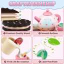 Wooden Tea Set for Little Girls Birthday Gift 3-4 Year Old Princess Toys Play Food Sets for Kids Kitchen Accessories Toddlers 3-5 Outdoor Party Pretend Food Dessert Cookies Wood Toy