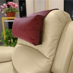 Velvet Recliner Head Pillow with Non-Slip Base - Adjustable Neck Support for Pain Relief in Home, Office and Travel (Wine)