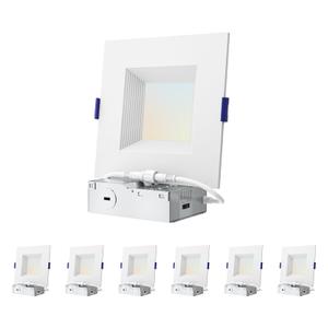 Anyhome 4 Inch Square Canless LED Recessed Lights,5CCT,12 Pack