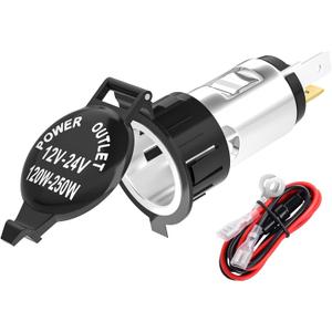DaierTek Cigarette Lighter Socket DC 12V Car Cigarette Lighter 12 Volt Female Power Outlet Socket Replacement with Cover Wiring Harness for Automotive Truck RV Boat Motorcycle (DR-Y6)