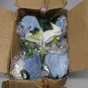 NUPTIO Wedding Floral Centerpieces for Tables: Dusty Blue & White Fake Flower Ball for Weddings Party - 2 Pcs Artificial Rose Arrangements for Birthday Bridal Shower Decorations