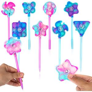 ArtCreativity 3 in 1 Windmill Popper Pens for Kids - Set of 8 - Pens, Pop It Fidget Toys, and Fidget Spinners Combined - Fidget Party Favors, Pinata Fillers, Goodie Bag Stuffers for Ages 3 and Up