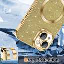 Hython for iPhone 15 Plus Case Glitter, Clear Magnetic Phone Cases with Camera Lens Protector [Compatible with MagSafe] Bling Sparkle Plating Soft TPU Shockproof Protective Cover Women Girls, Gold