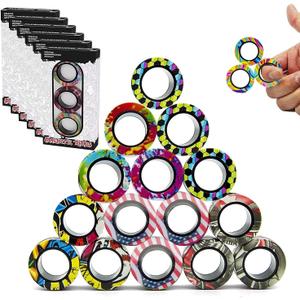 18Pcs Magnetic Rings Fidget Toys Spinner Set Easter Basket Stuffers for Kids Party Favors,Finger Magnet Rings Endless Hours of Fun ADHD Stress Relief Fidget Spinners for Birthday Adults