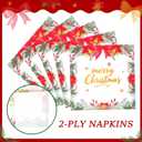 175 Pcs Christmas Paper Plates and Napkins Sets wreath, bell, bowknot Disposable Tableware Set Includes Dinner & Dessert Paper Plates, Napkins, Cups & Forks Christmas Party Supplies Serve 25 (Red)