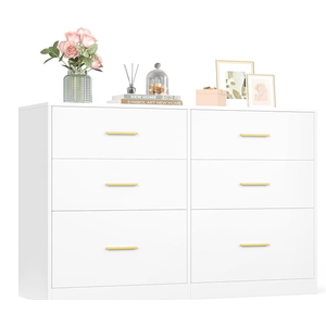VASAGLE Custos Collection - Dresser for Bedroom, Chest of Drawers for Closet, Modern Style, TV Stand for Living Room, 6 Drawers, 15.8 x 46.9 x 30.7 Inches, Ink White ULTS416BC01S