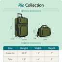 U.S. Traveler Rio Lightweight Softside Rolling Carry-on Suitcase, 2-Wheel Set, Royal Blue, 21"/14"