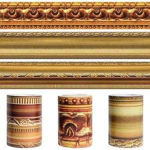 3 Rolls Vintage Bulletin Board Borders Retro Photo Frame Designs Trim Border Stickers Gold Frame Bulletin Decorations for School Classroom Office Bulletin Board Decoration (Style 7)